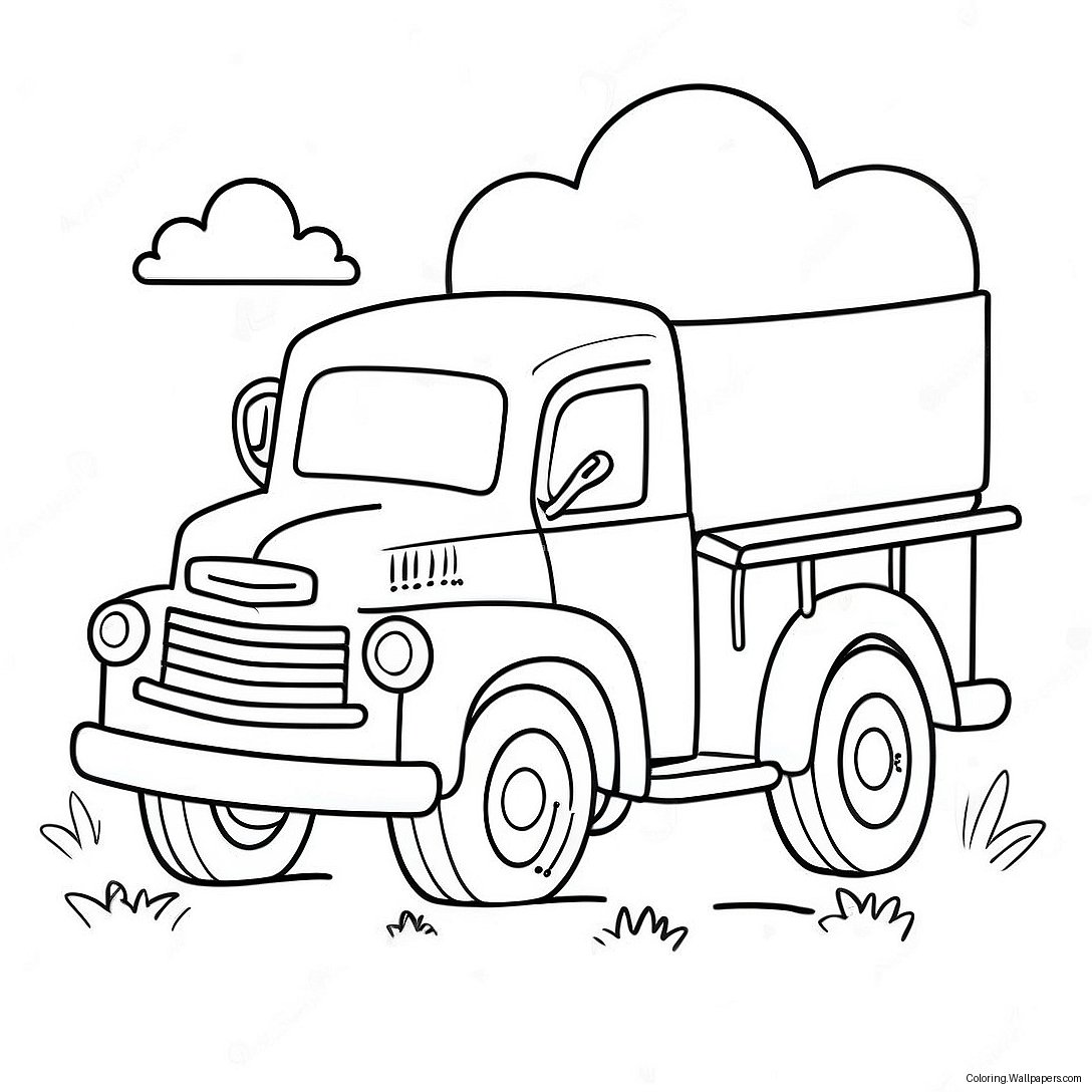 Happy Little Blue Truck Coloring Page 47299