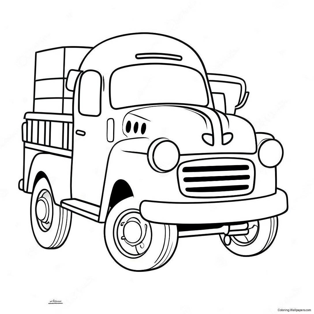 Happy Little Blue Truck Coloring Page 5938