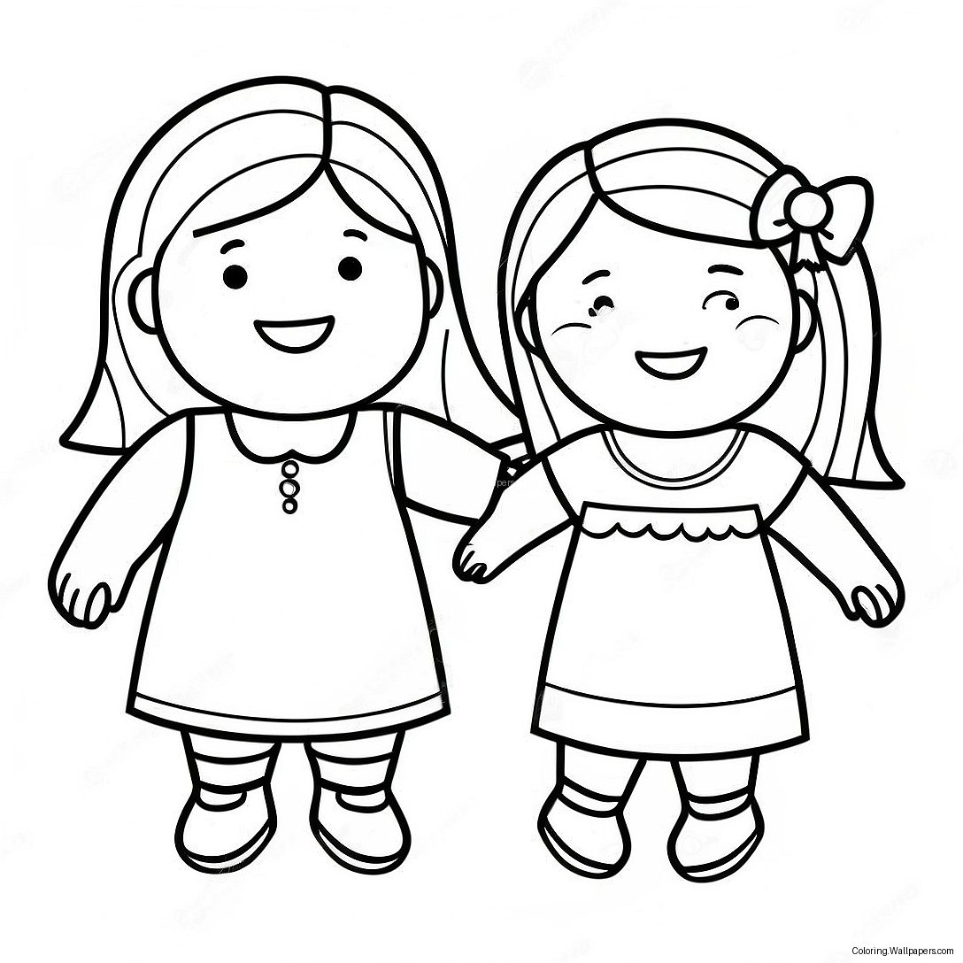 Happy Little People Holding Hands Coloring Page 20841