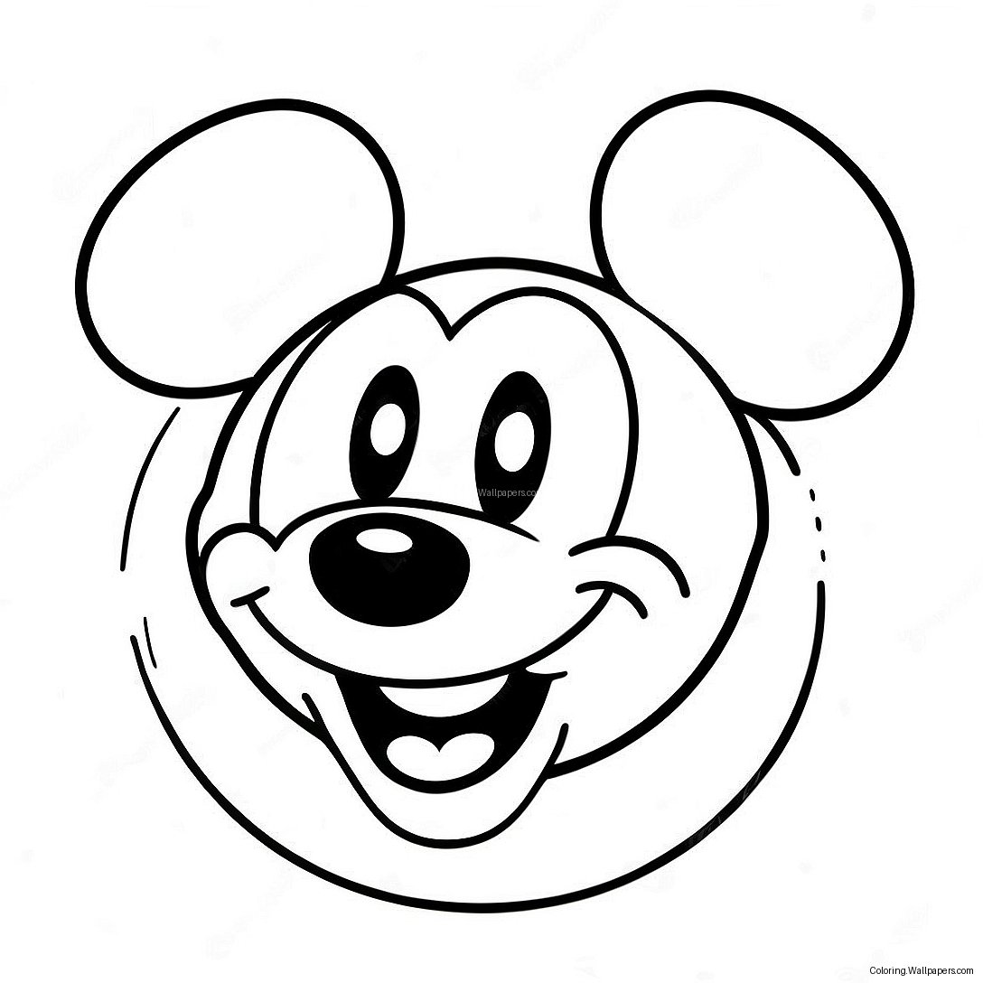 Blije Mickey Mouse Gezicht Kleurplaat 21738