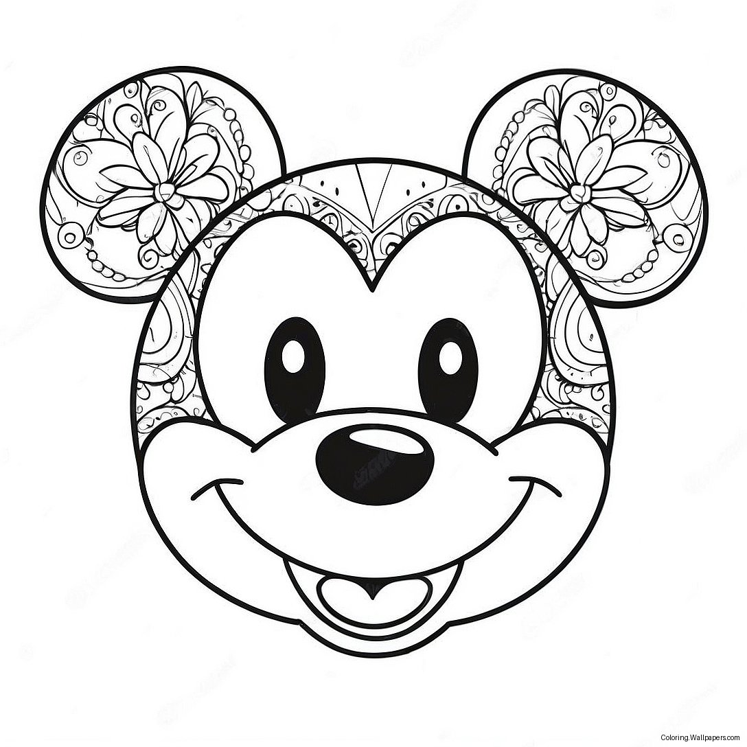 Página Para Colorir Do Rosto Do Mickey Mouse Feliz 21740