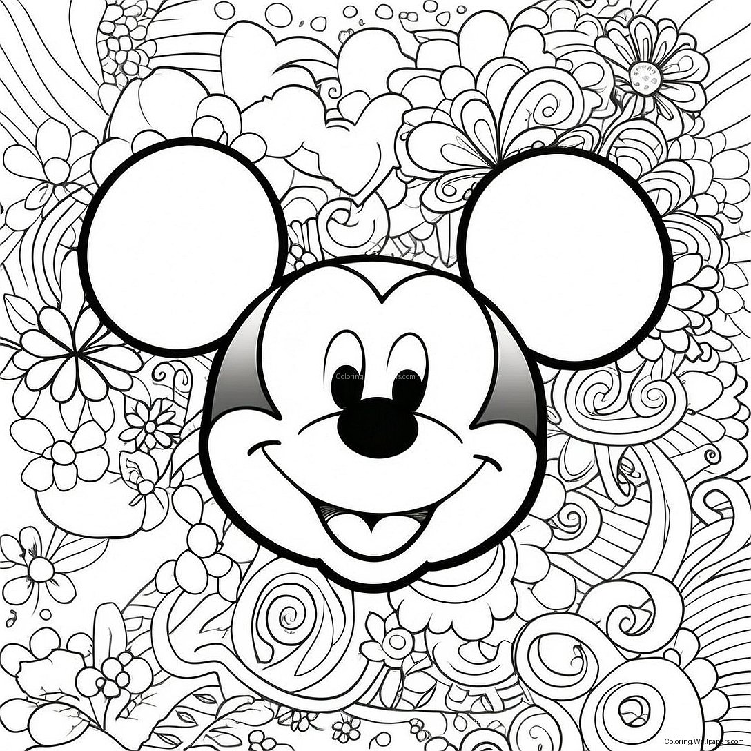 Fröhliches Mickey Mouse Gesicht Ausmalbild 55981