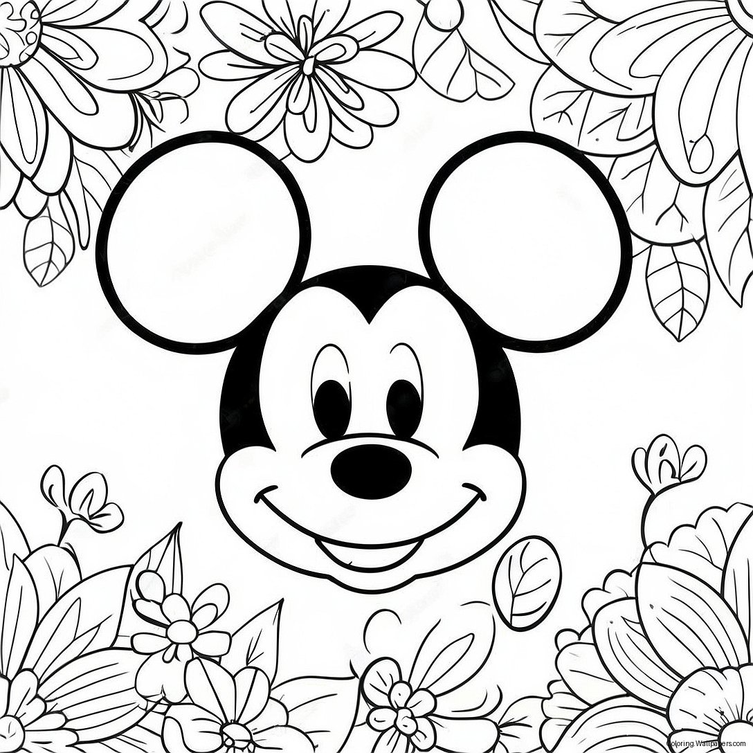 Fröhliches Mickey Mouse Gesicht Ausmalbild 55983