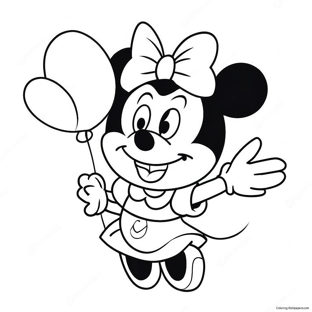 Glückliche Minnie Maus Mit Ballons Ausmalbild 98