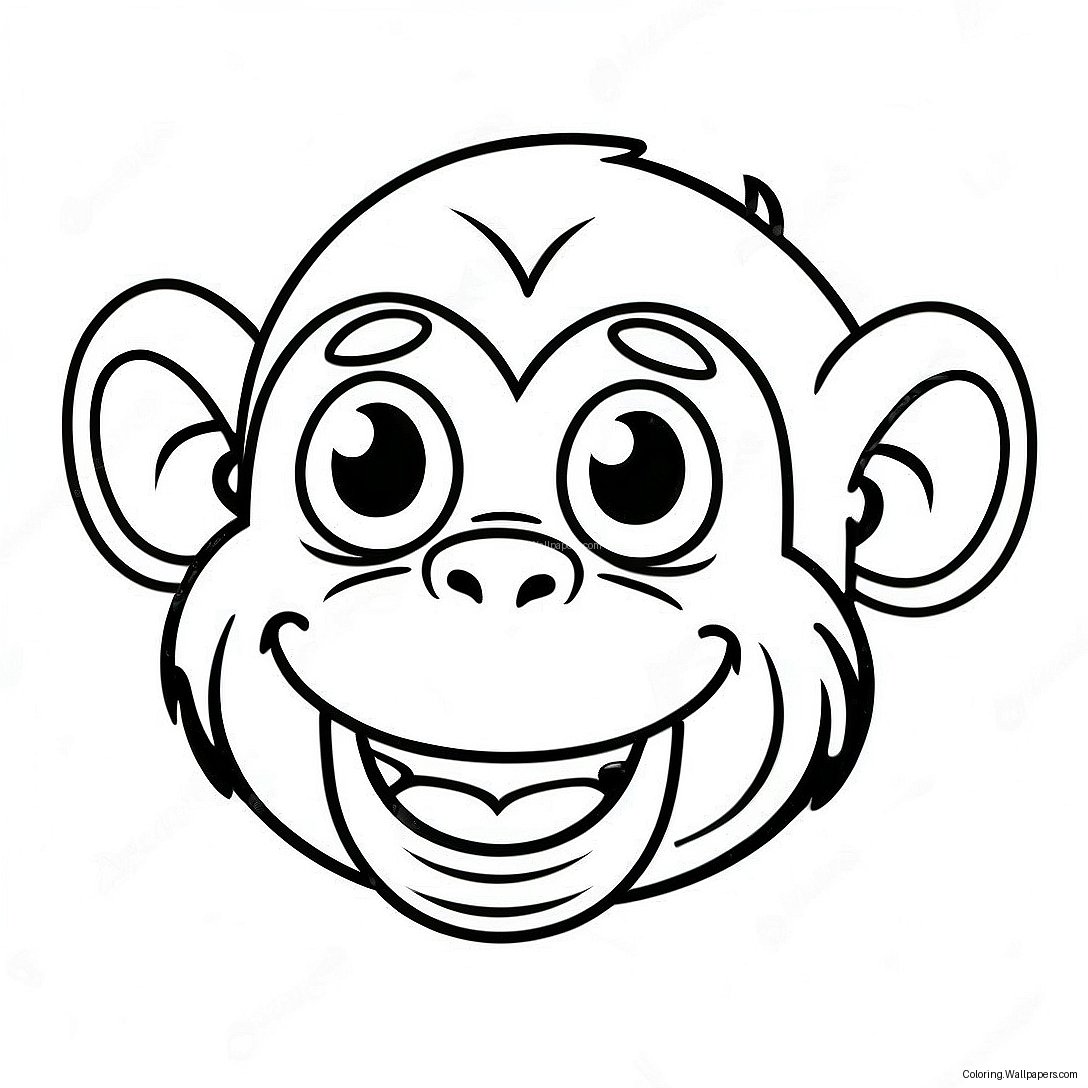 Happy Monkey Face Coloring Page 50093