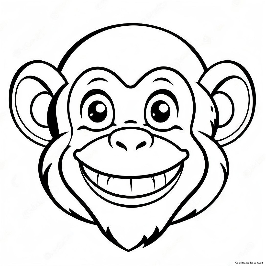 Happy Monkey Face Coloring Page 50096