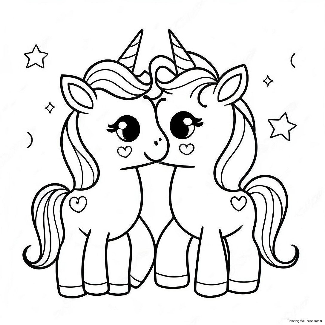 Happy Moody Unicorn Twins Coloring Page 33697