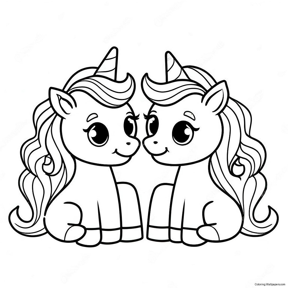 Happy Moody Unicorn Twins Coloring Page 33698