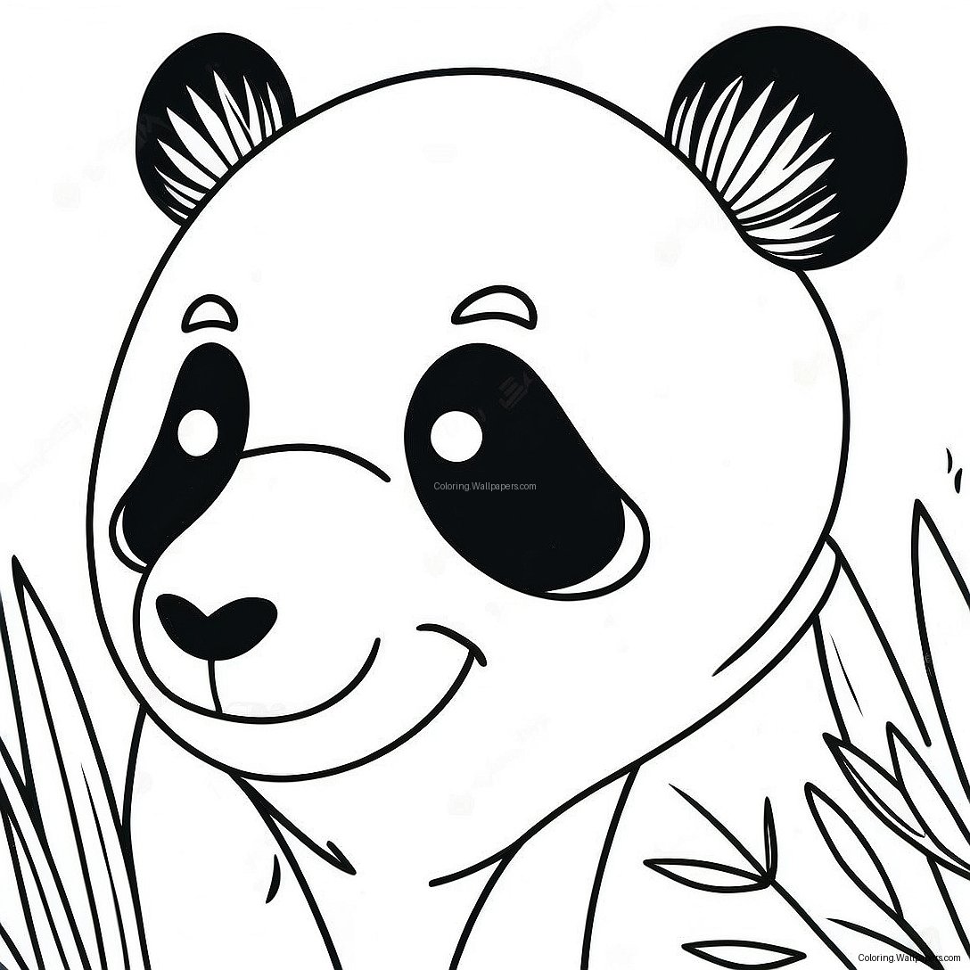 Happy Panda Face Coloring Page 57925