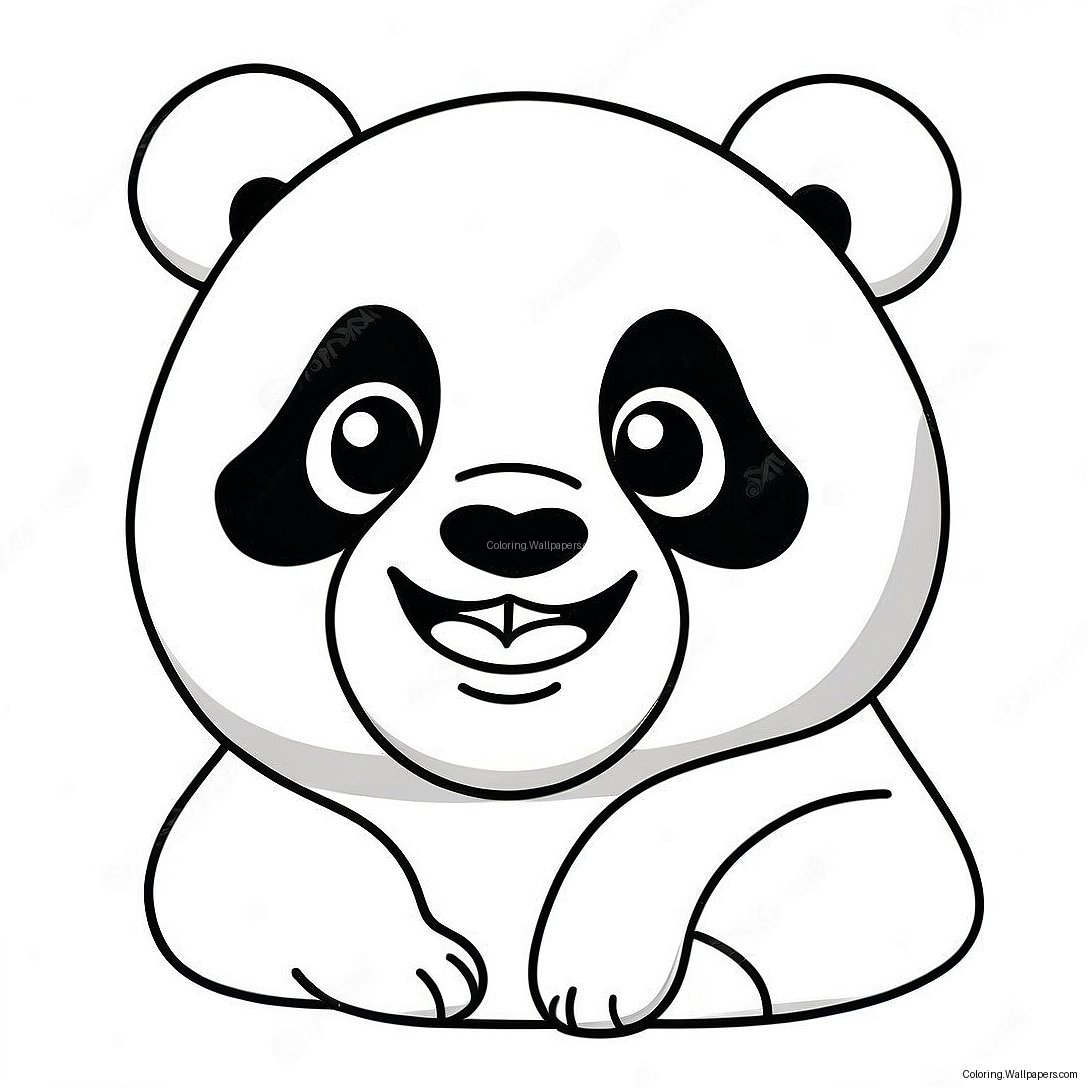 Happy Panda Face Coloring Page 57928