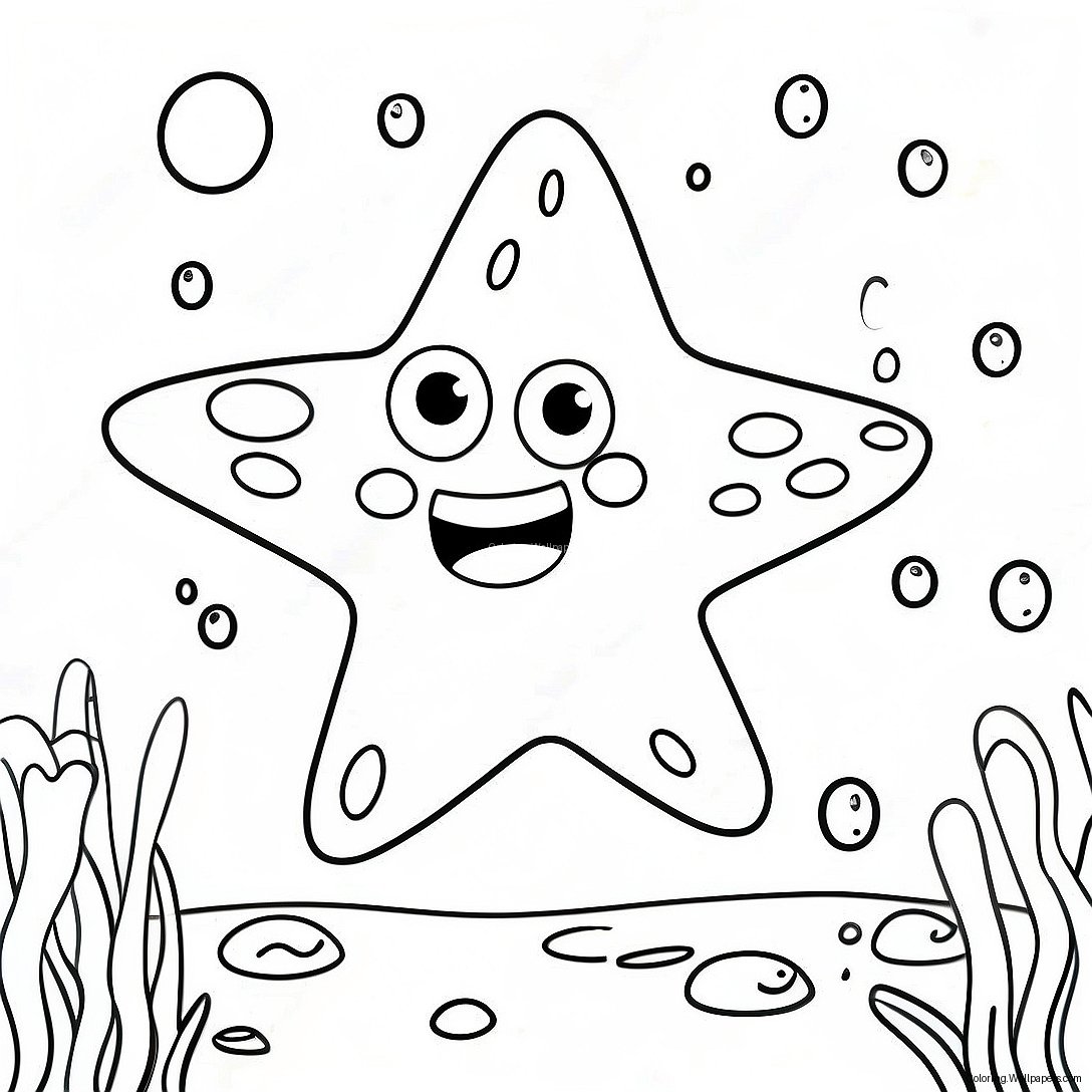 Happy Patrick Star Underwater Coloring Page 2162