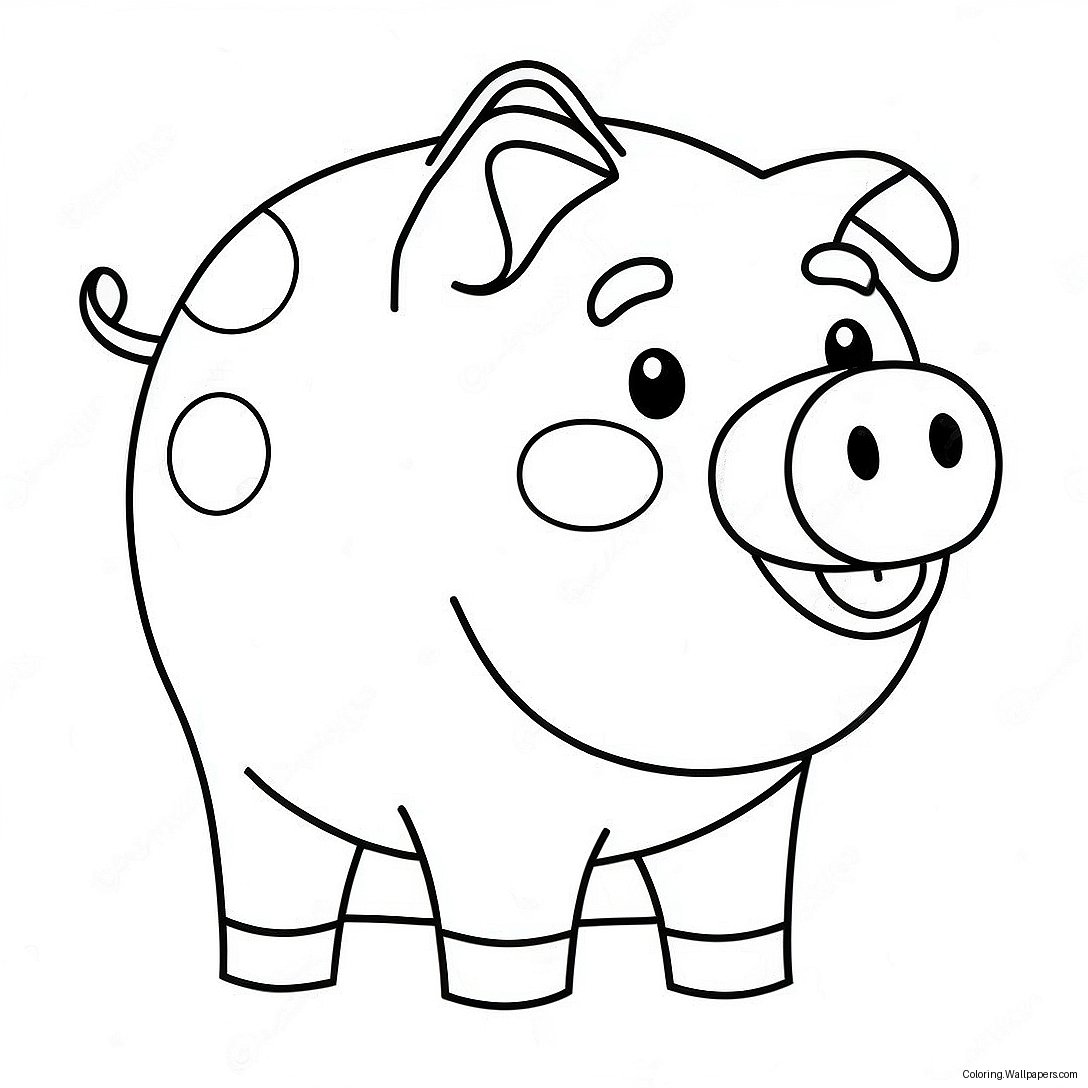 Happy Piggy Bank Coloring Page 40827