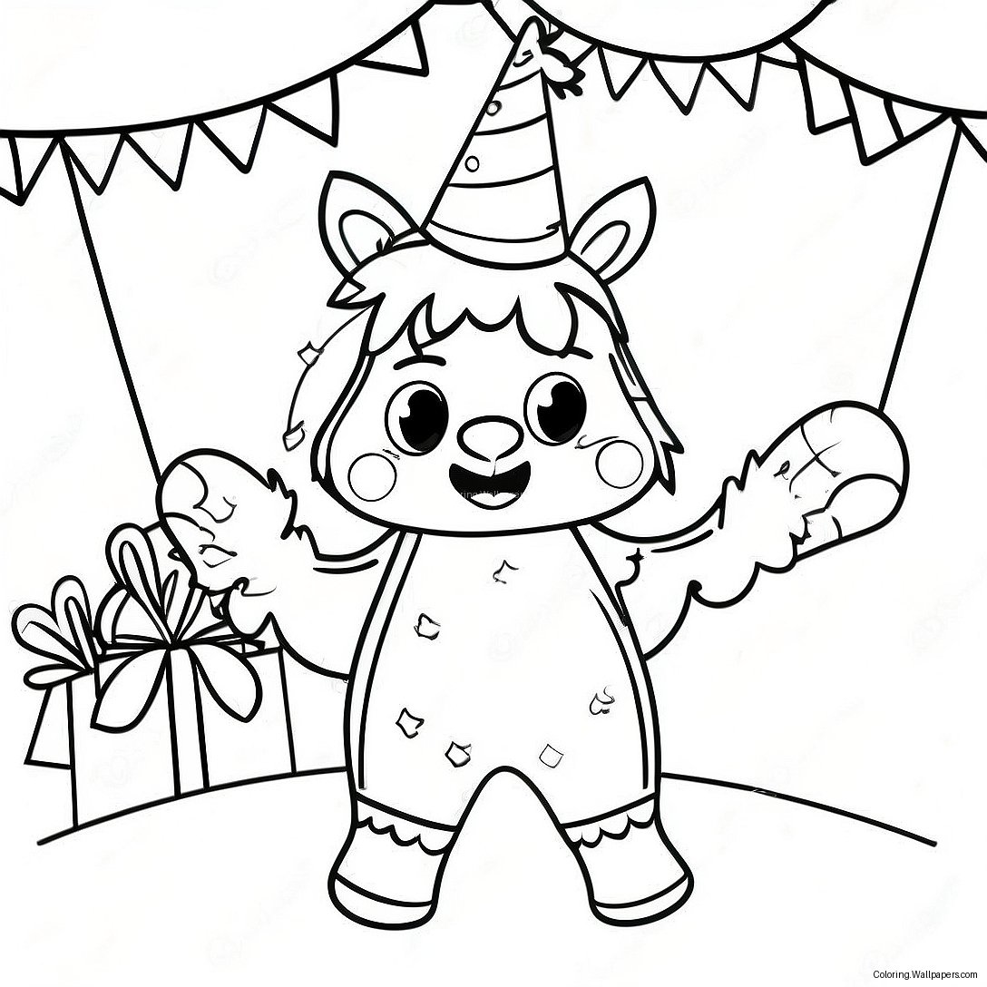 Happy Piñata At A Birthday Party Coloring Page 24462