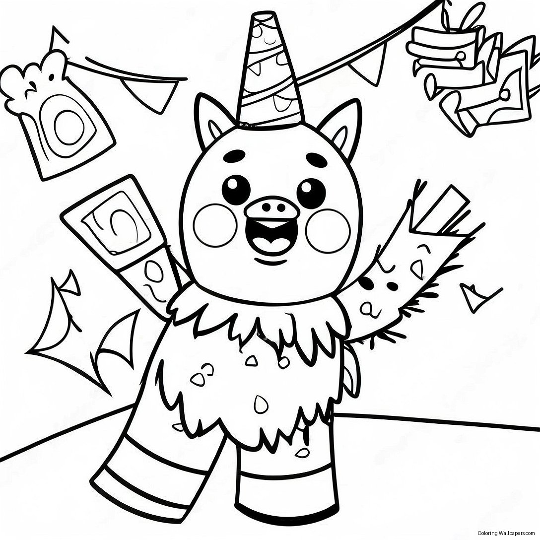 Happy Piñata At A Birthday Party Coloring Page 24463