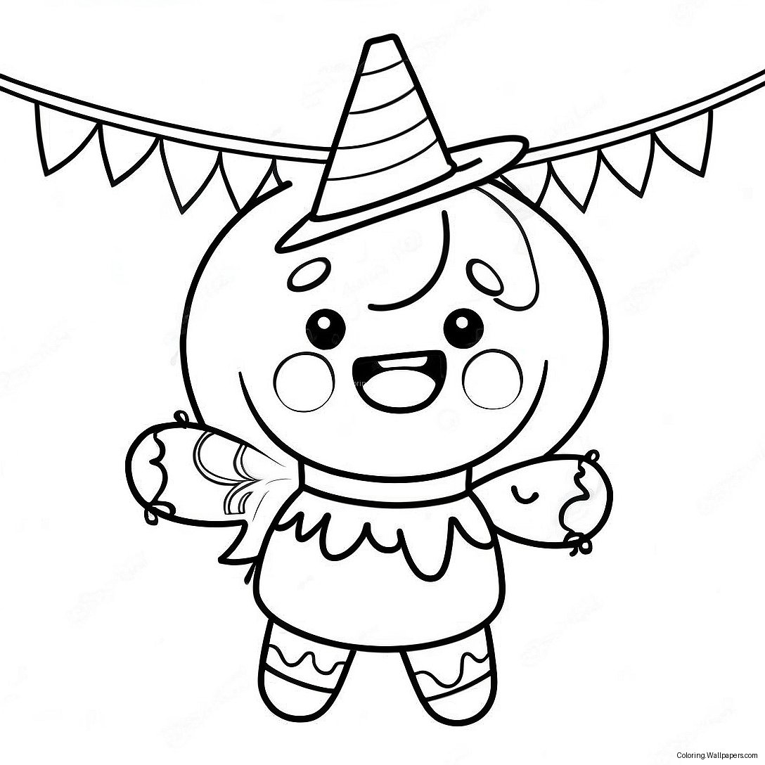 Happy Piñata At A Birthday Party Coloring Page 24464