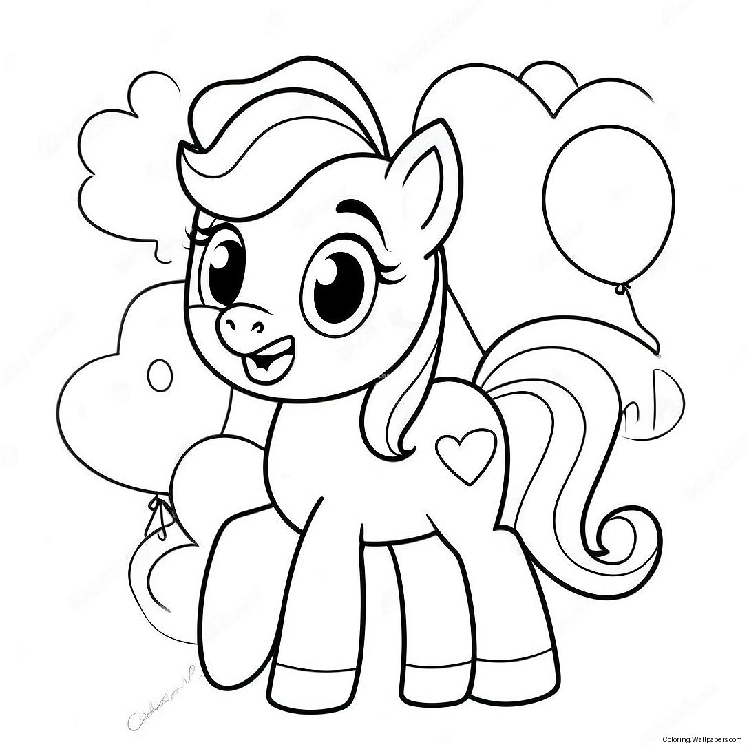 Happy Pinkie Pie With Balloons Coloring Page 6138