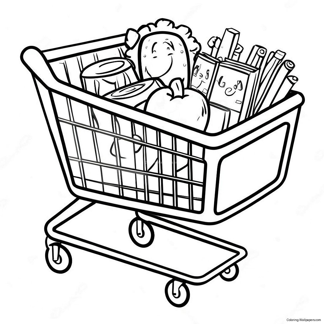 Happy Publix Shopping Cart Coloring Page 52556