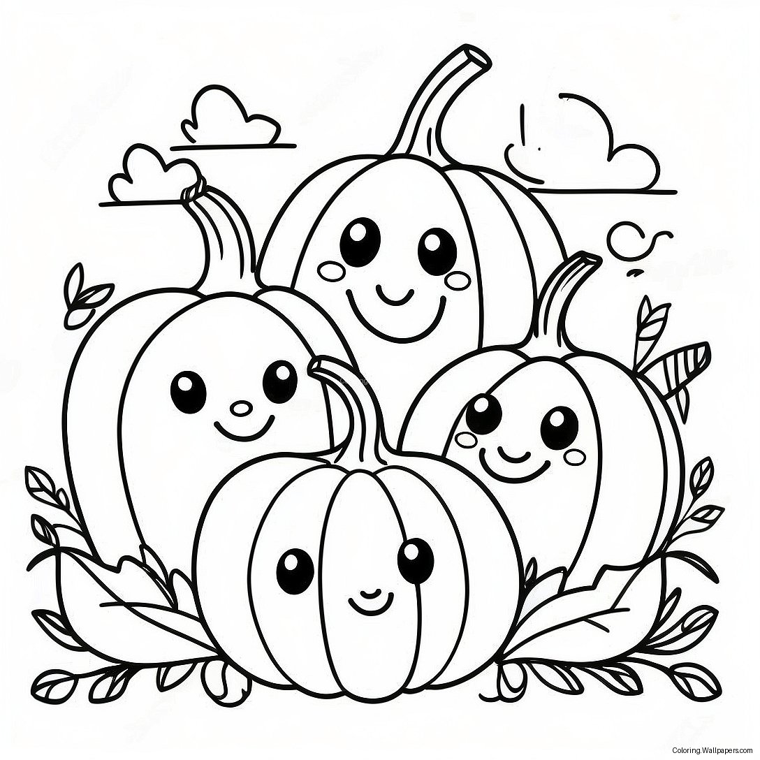 Happy Pumpkin Family Coloring Page 42864