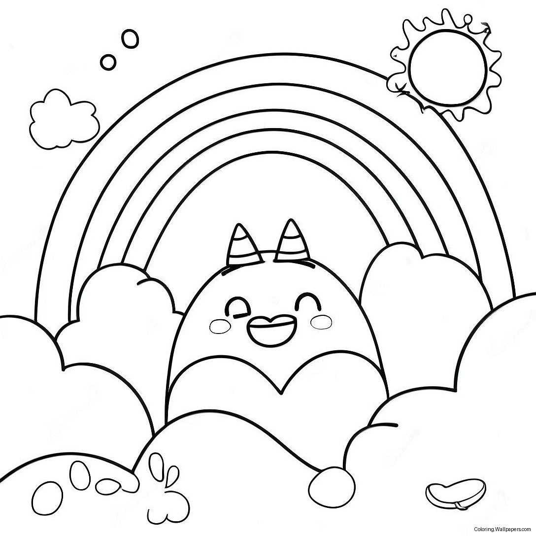 Happy Red Rainbow Friends Coloring Page 9234