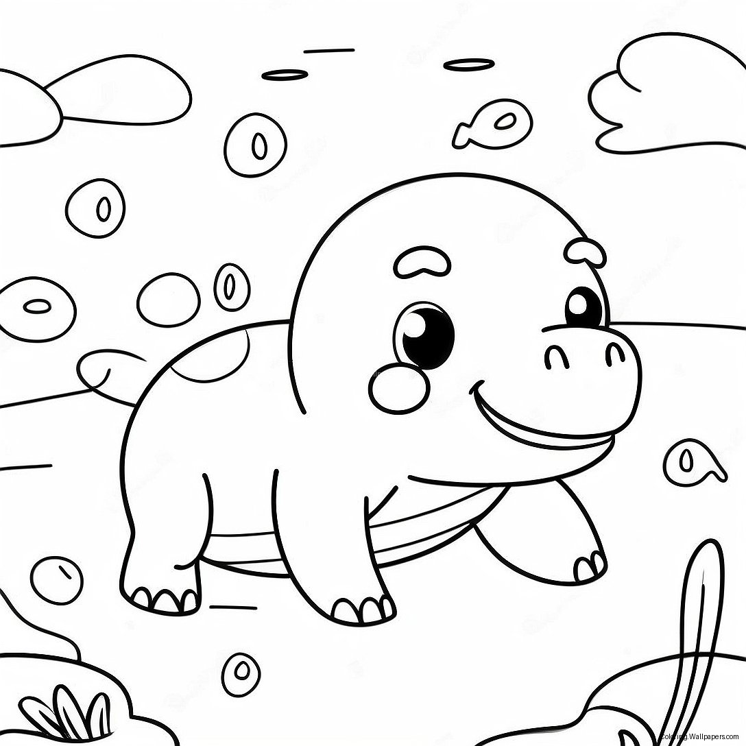 Happy Slowpoke Swimming Coloring Page 50085