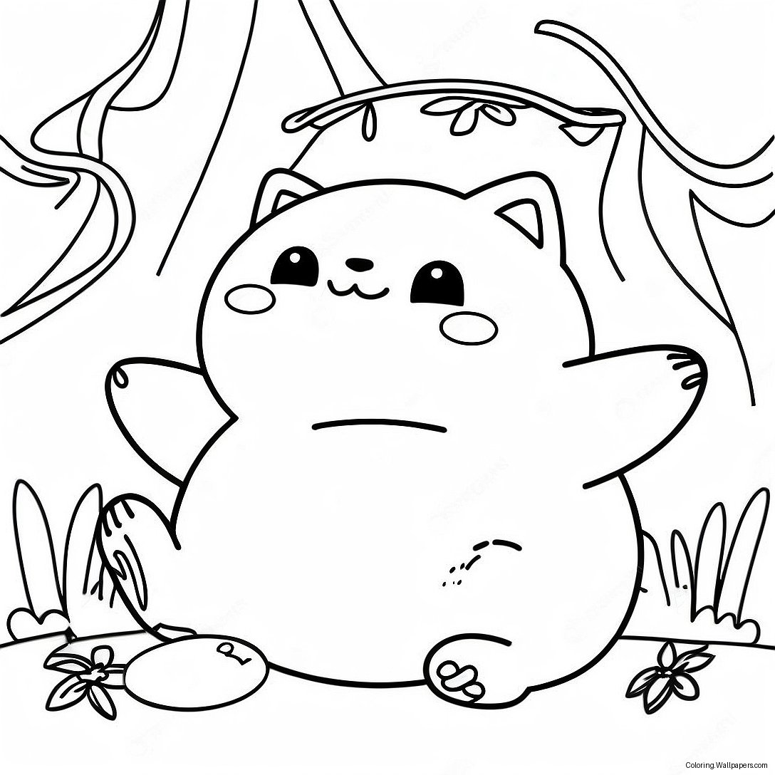 Pagina De Colorat Snorlax Fericit Dormind 9286