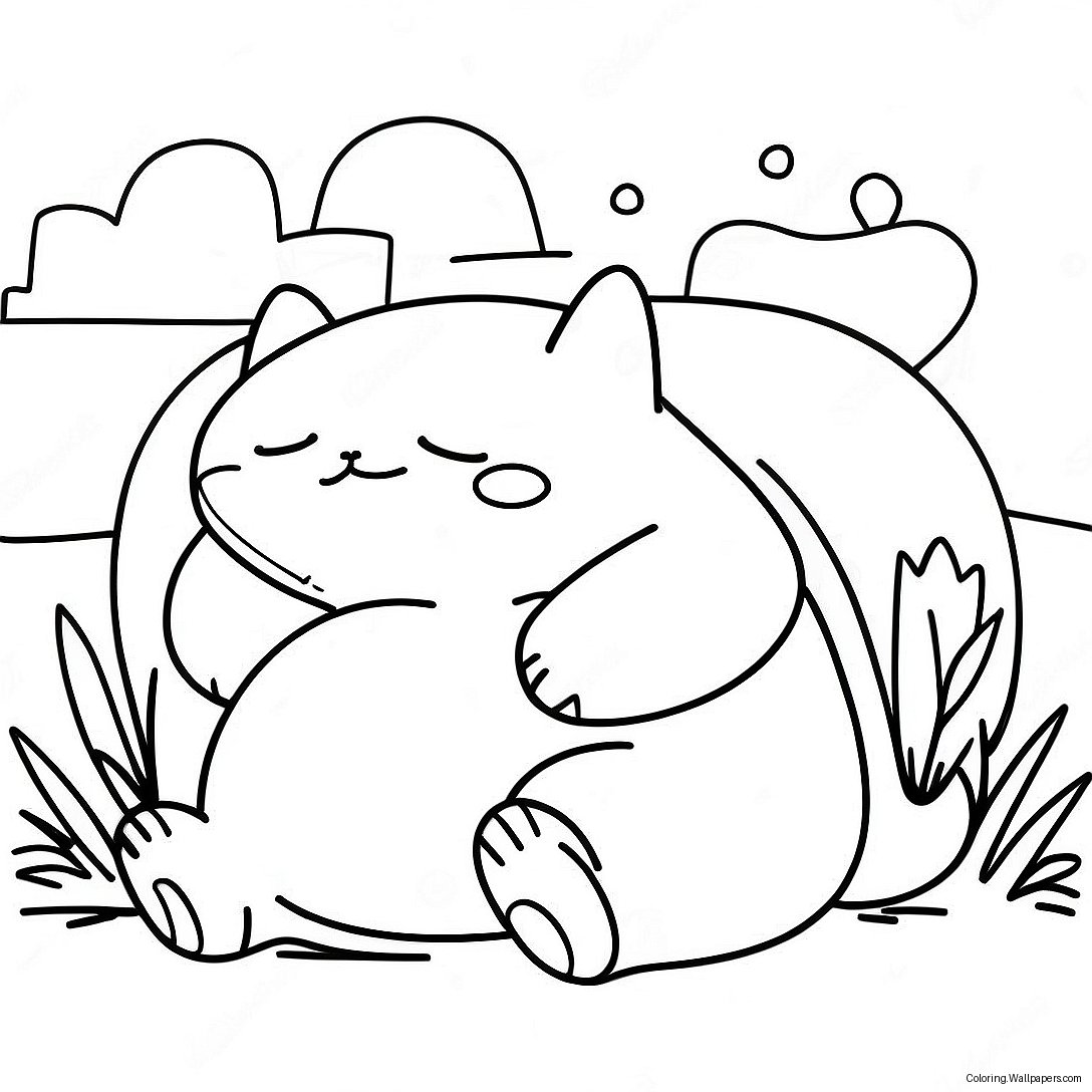 Pagina De Colorat Snorlax Fericit Dormind 9287