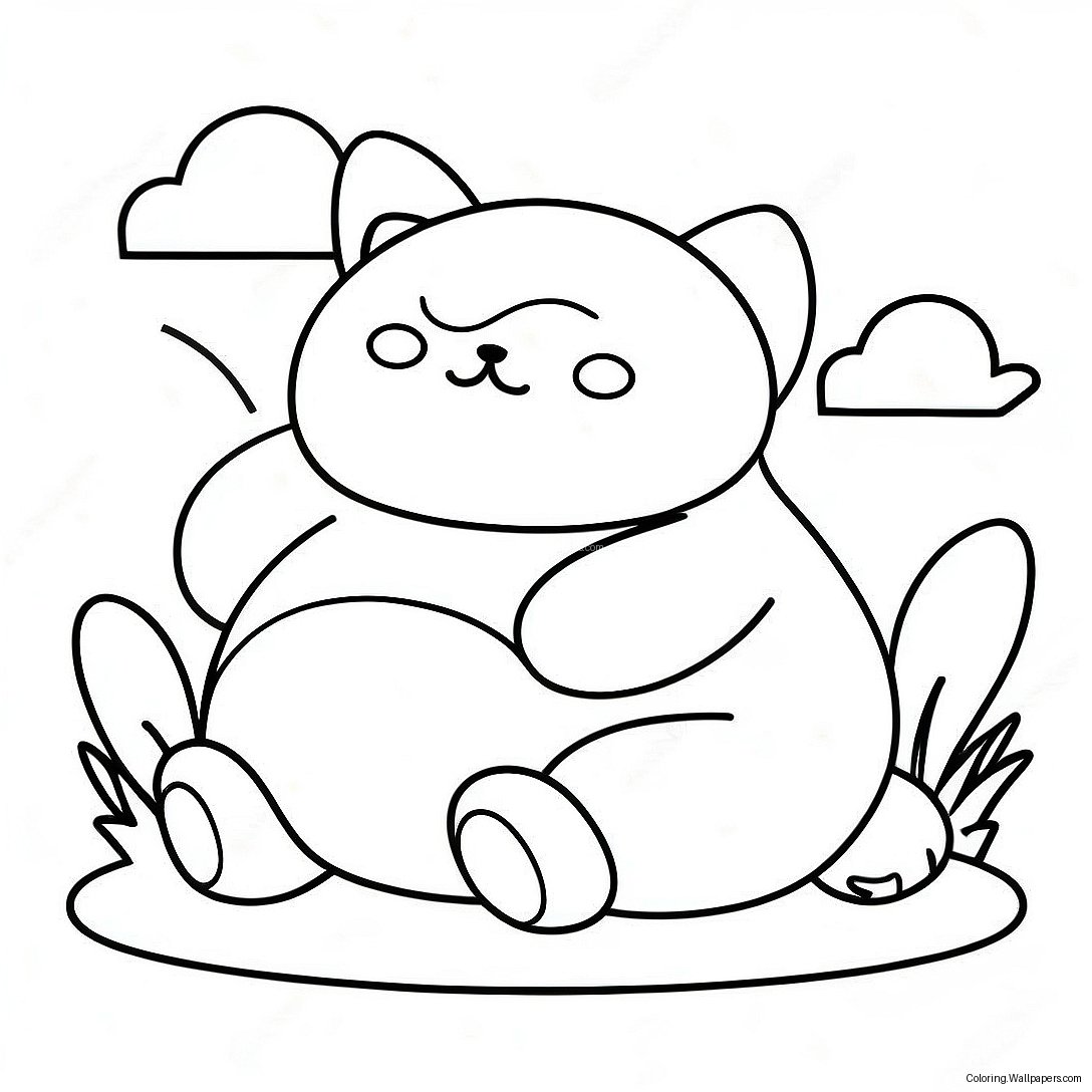 Mutlu Snorlax Uyuyan Boyama Sayfası 9288