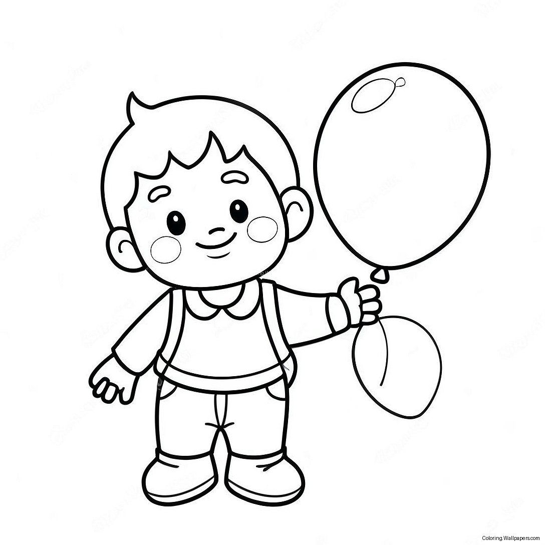 Happy Son With A Balloon Coloring Page 34275