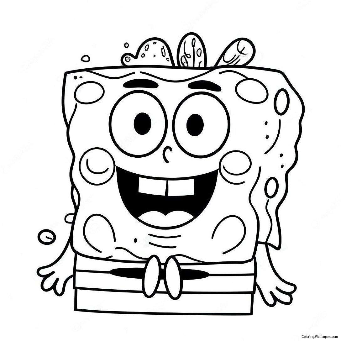 Happy Spongebob Face Coloring Page 53941