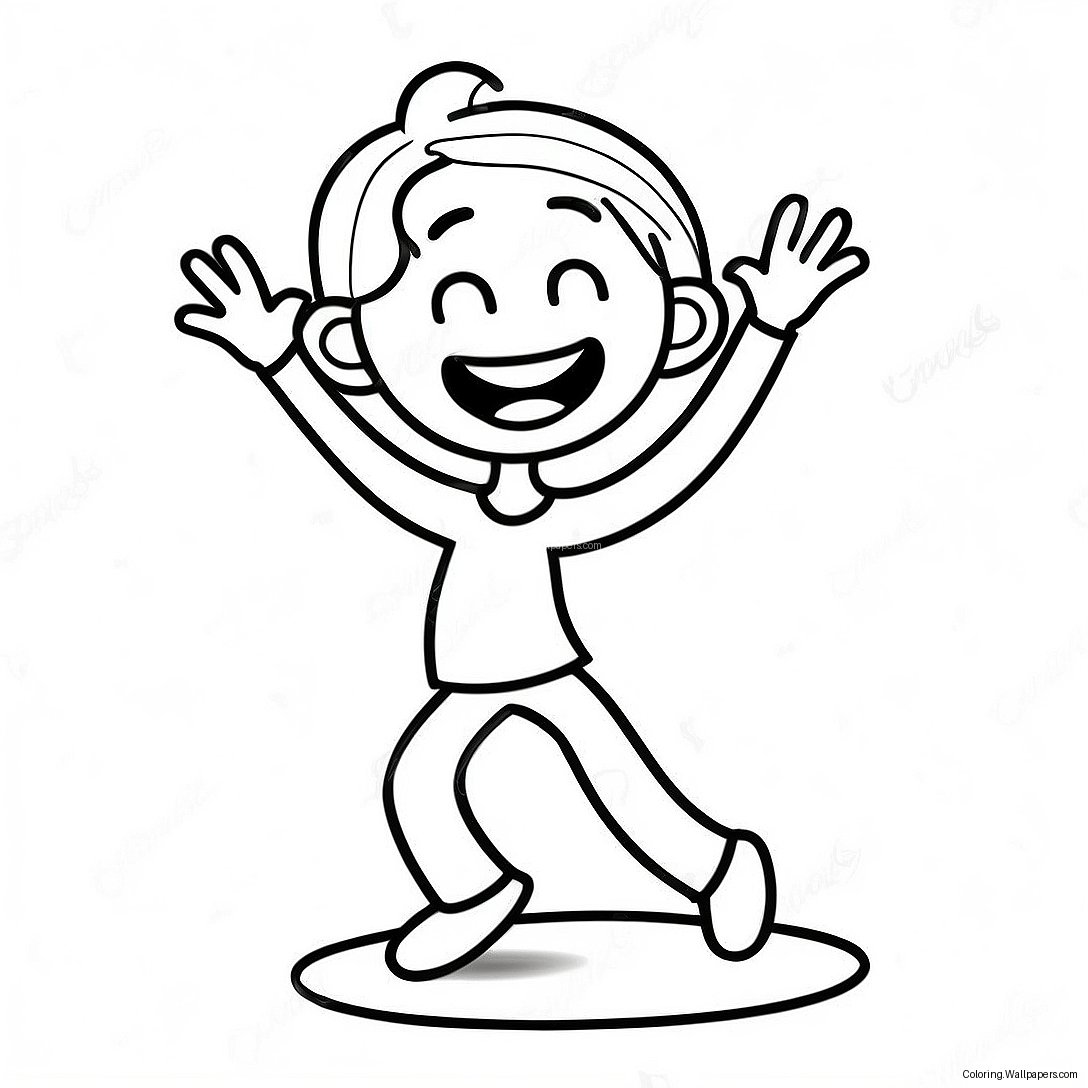 Happy Stick Figure Dancing Coloring Page 48452