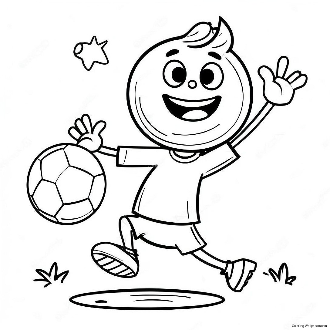 Happy Stickman Playing Soccer Coloring Page 36413