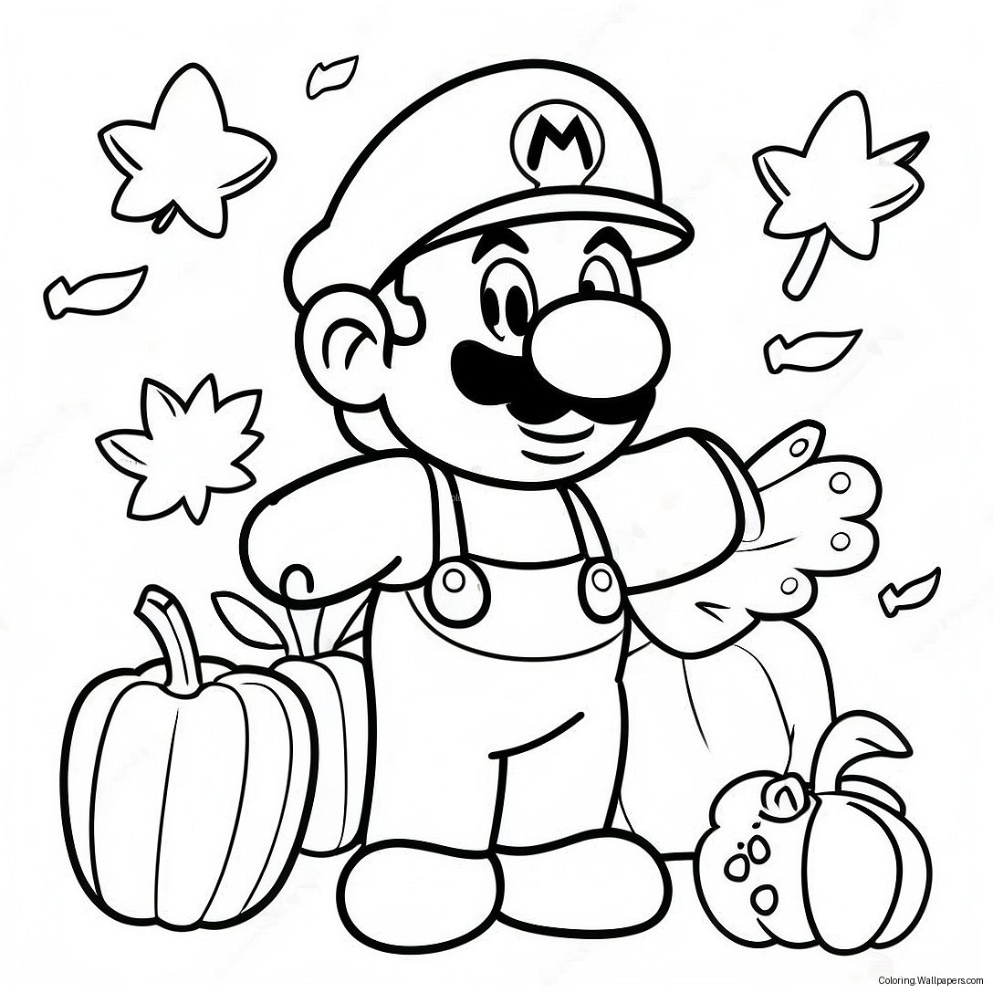 Página Para Colorir Do Mario Feliz Dia De Ação De Graças 47994