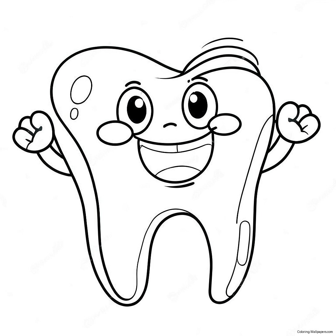 Happy Tooth Character Coloring Page 24356