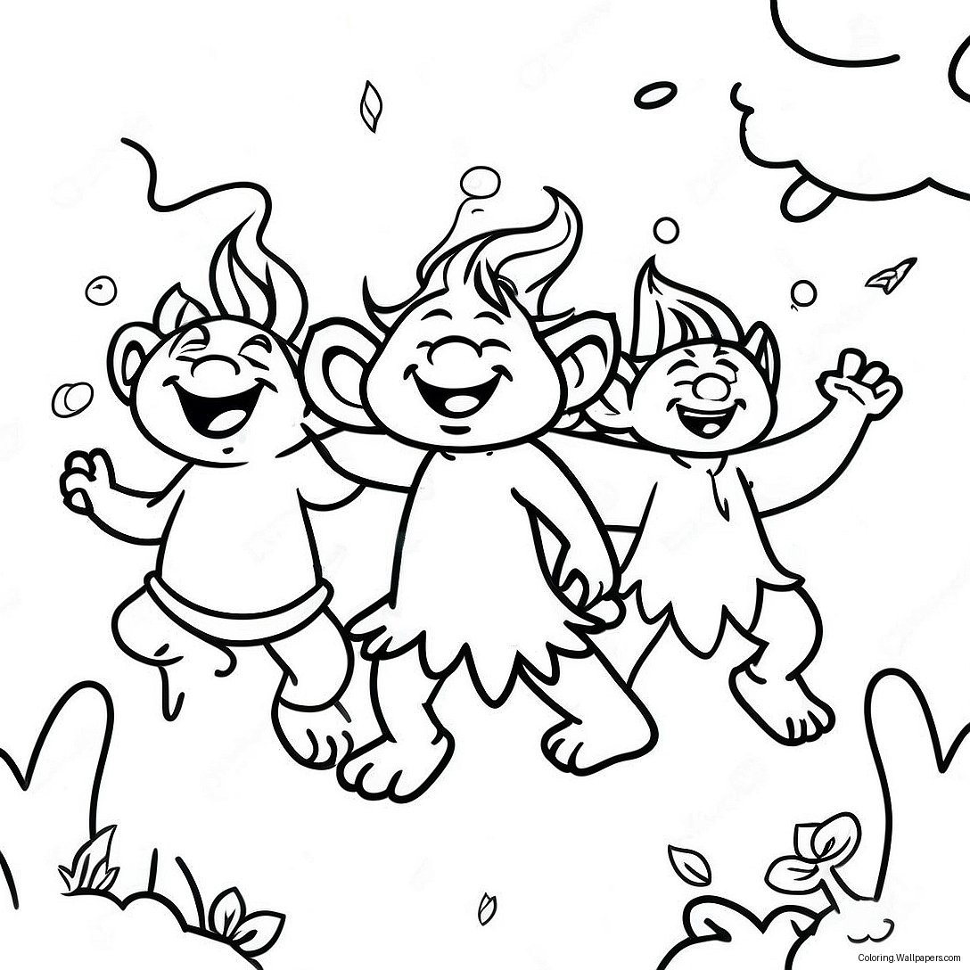 Happy Trolls Dancing Coloring Page 14936