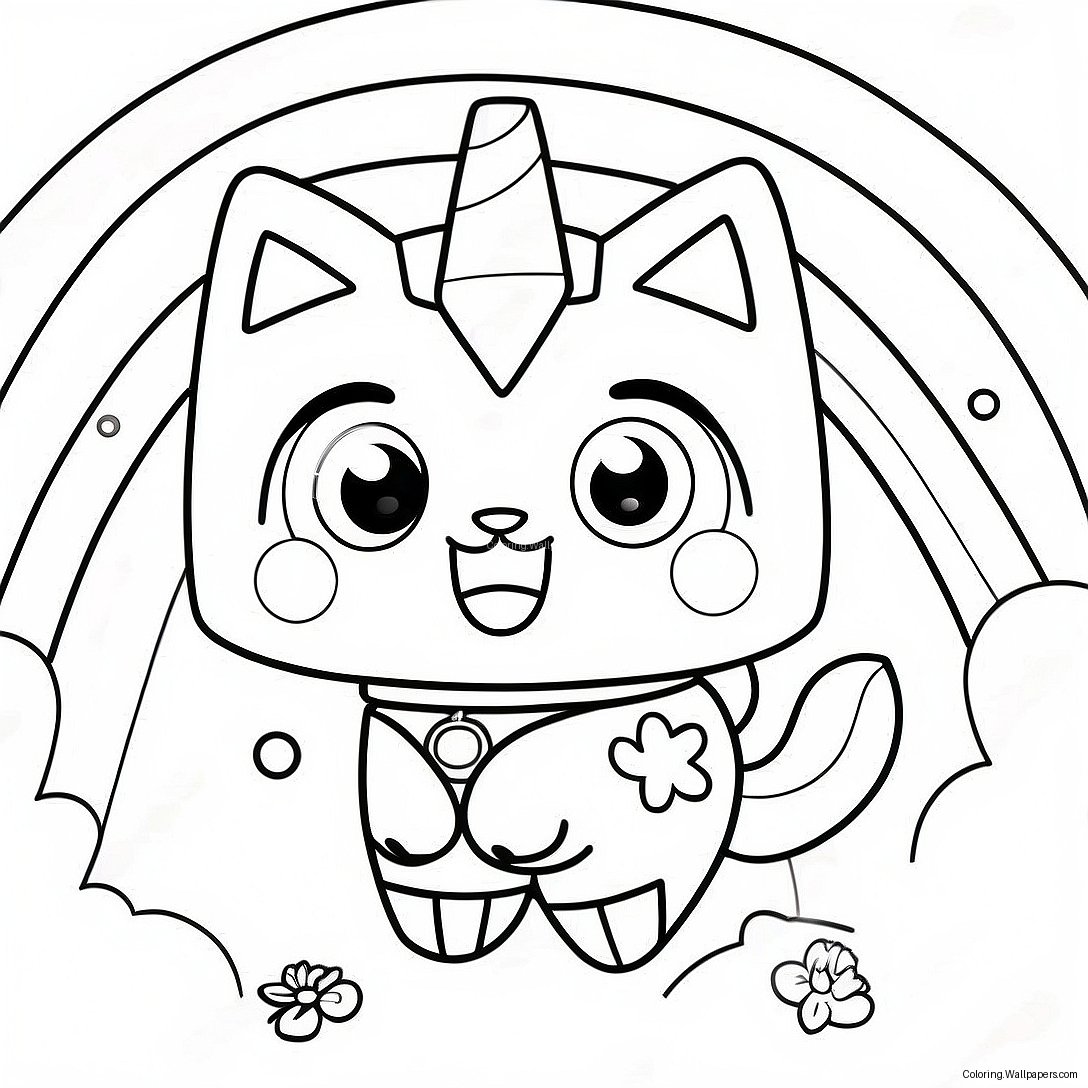 Glad Unikitty I En Regnbåge Målarbild 7708