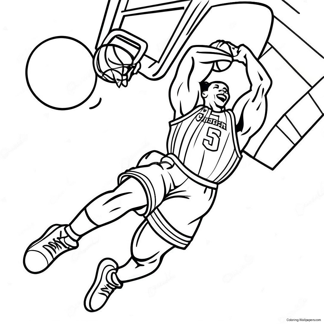 Harlem Globetrotters Player Dunking Coloring Page 56927