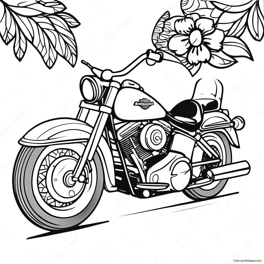 Harley Davidson Motorcycle Coloring Page 44249