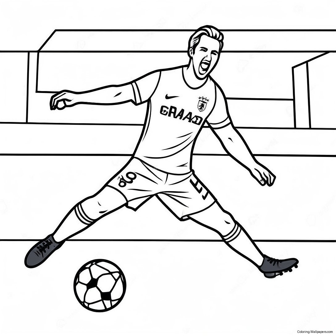 Harry Kane Scoring A Goal Coloring Page 46703