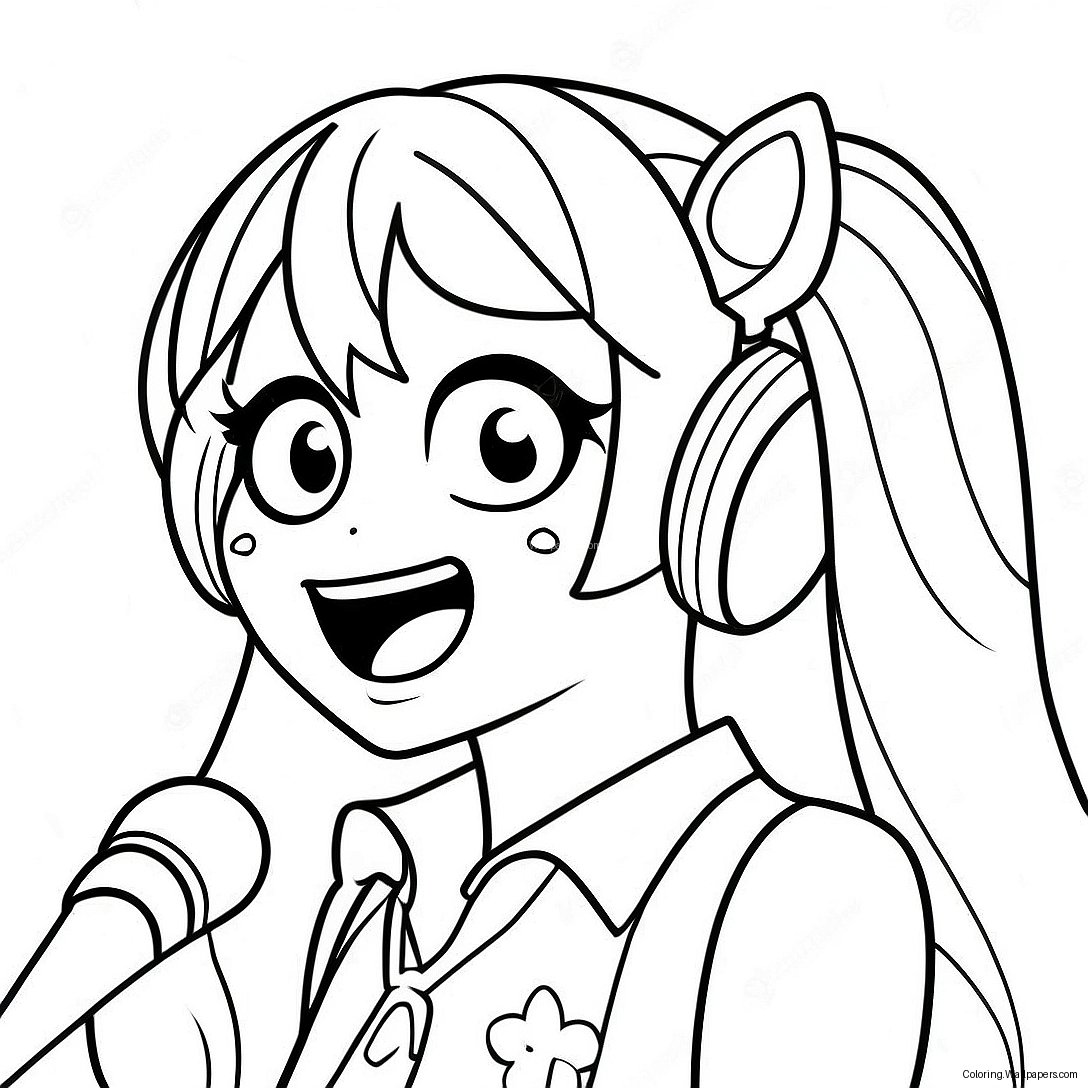 Página Para Colorir Hatsune Miku Cantando 26290