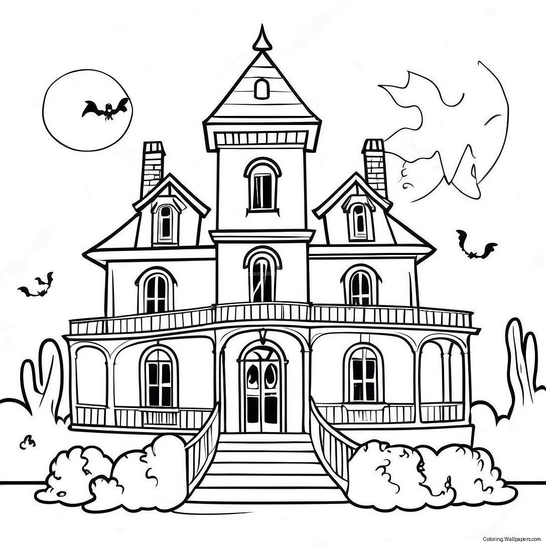 Haunted Mansion Exterior Coloring Page 12401