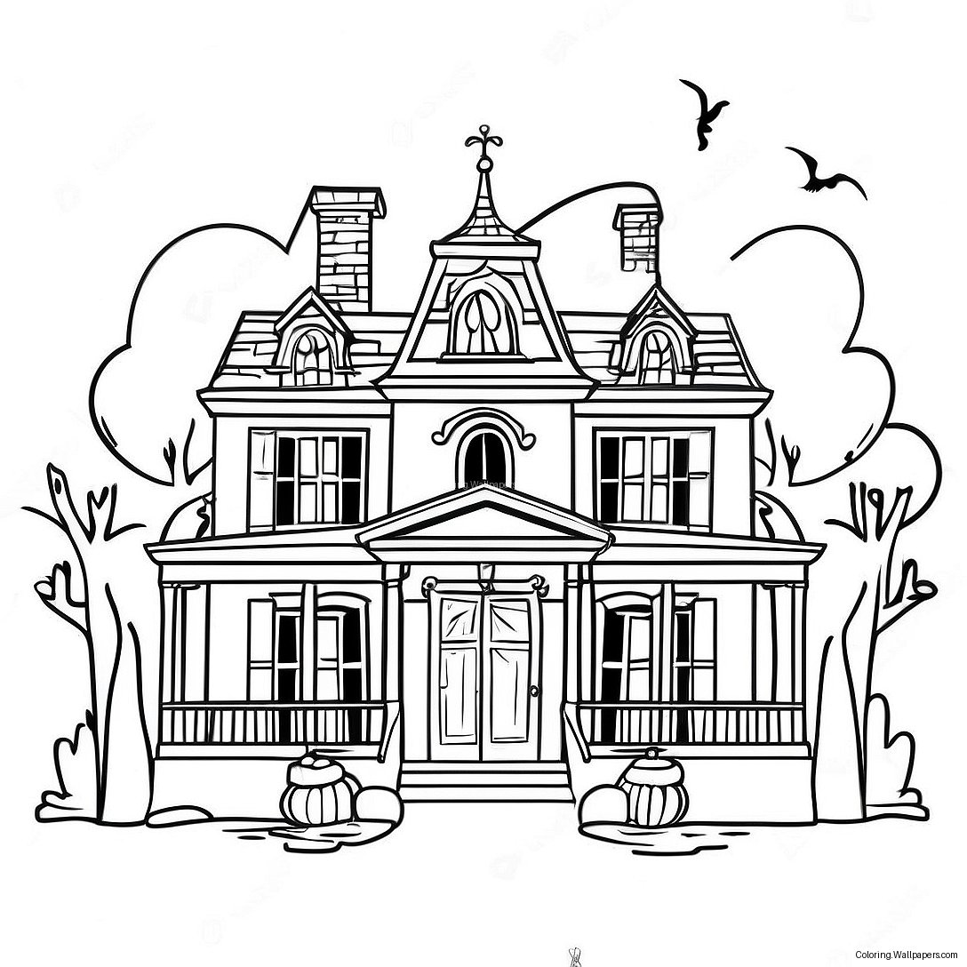 Haunted Mansion Exterior Coloring Page 12403