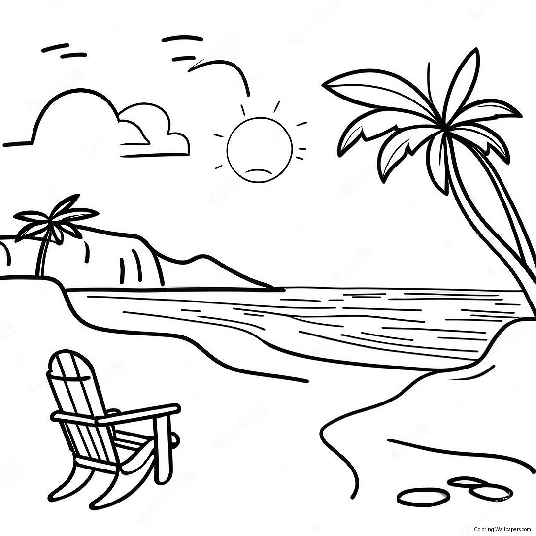 Hawaii Sunset Beach Coloring Page 29785