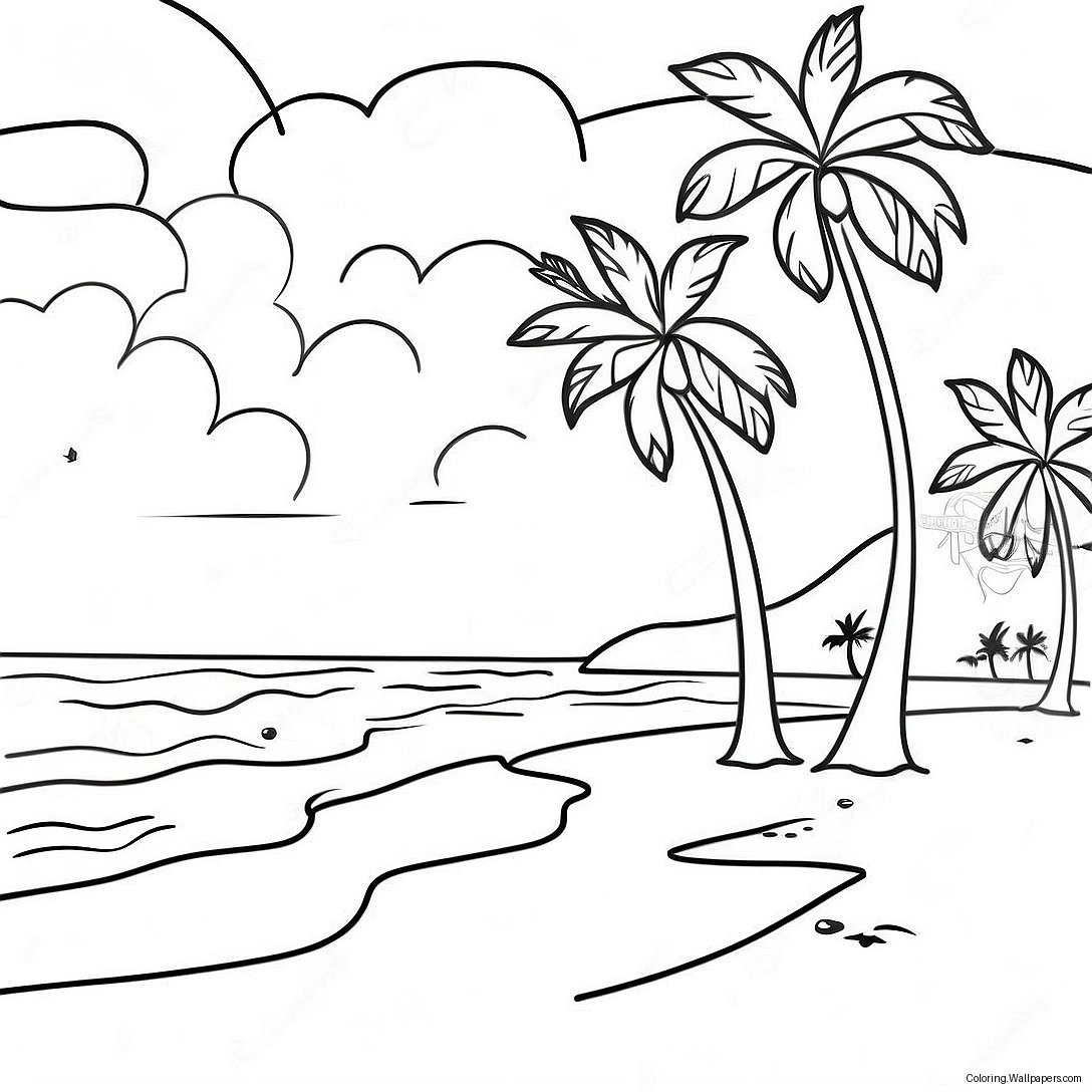 Hawaii Sunset Beach Coloring Page 29786