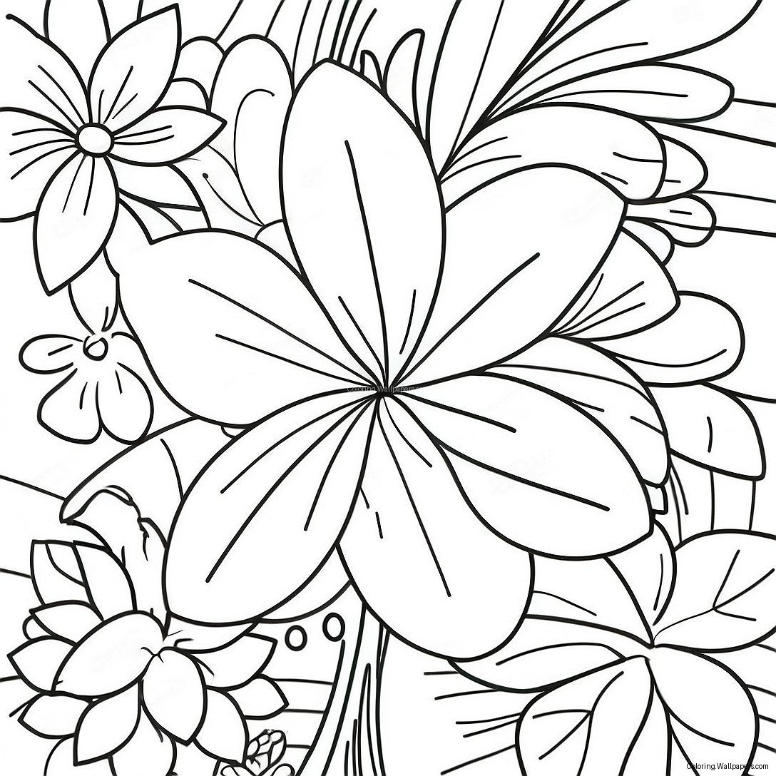 Hawaiian Flowers Coloring Page 29127