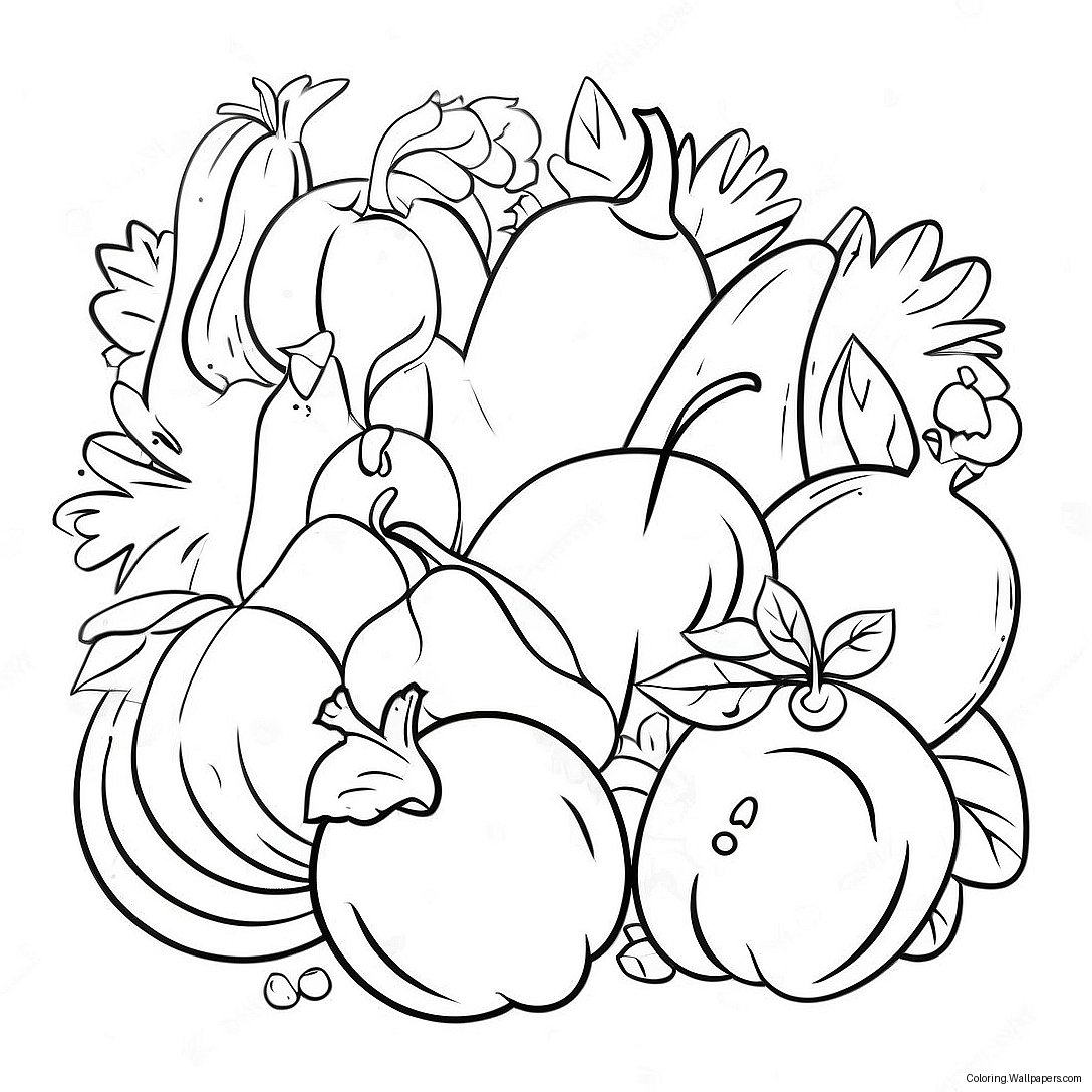 Healthy Fruits And Vegetables Coloring Page 45810