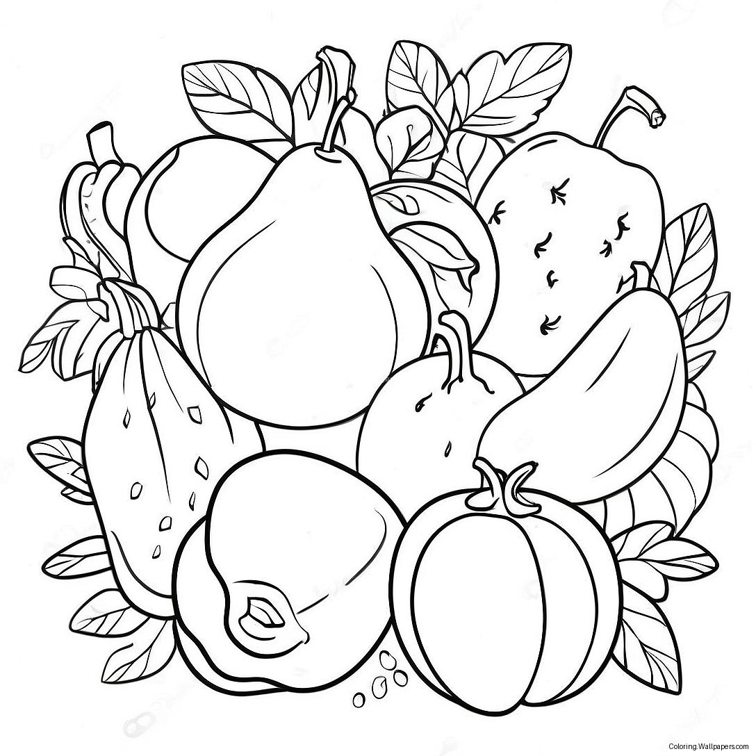 Healthy Fruits And Vegetables Coloring Page 45811