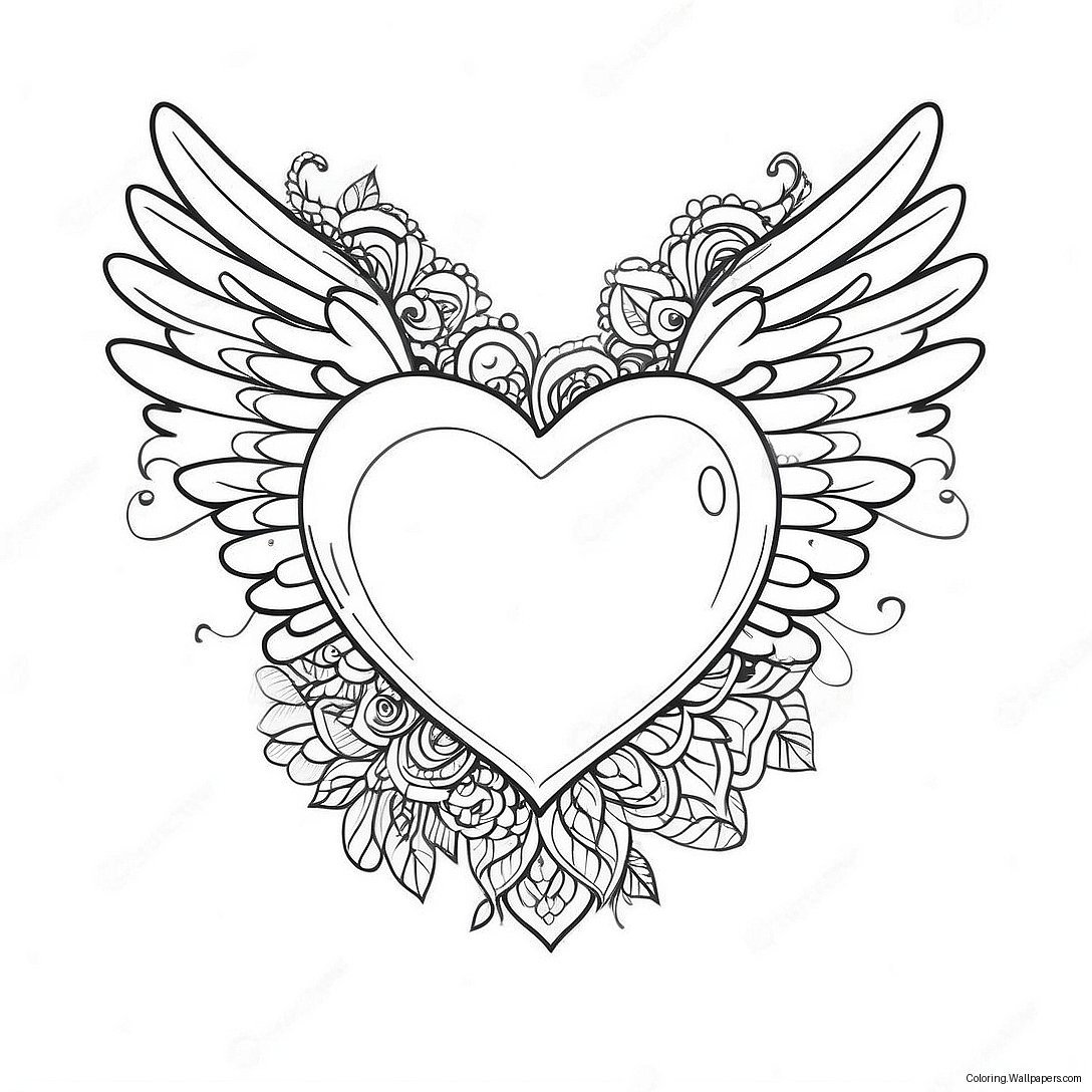 Heart With Wings Coloring Page 41485