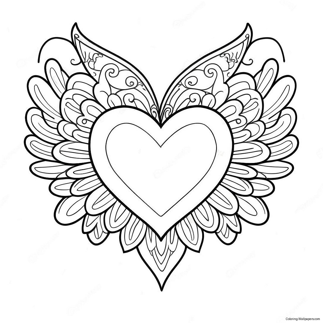 Heart With Wings Coloring Page 41486