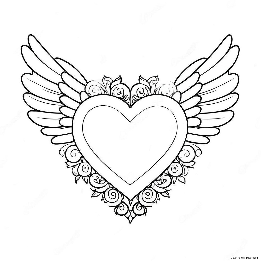 Heart With Wings Coloring Page 41487