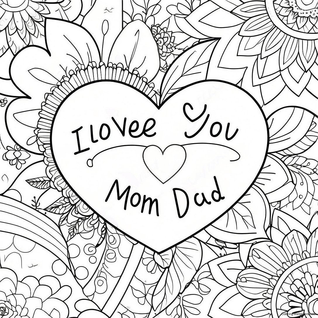 Heartfelt I Love You Mom And Dad Coloring Page 19590